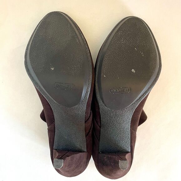 Coach Women's Astrid Point Heel Ankle Booties in Chocolate Brown Suede Size 8.5 - Picture 6 of 6